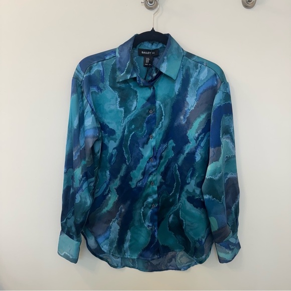 Bailey 44 Blue Watercolor Abstract Button-Up Shirt - Picture 3 of 6
